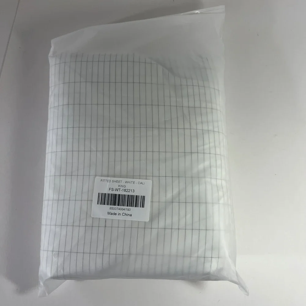 The Grounding Co White California King Grounding Fitted Sheet Grid NIP